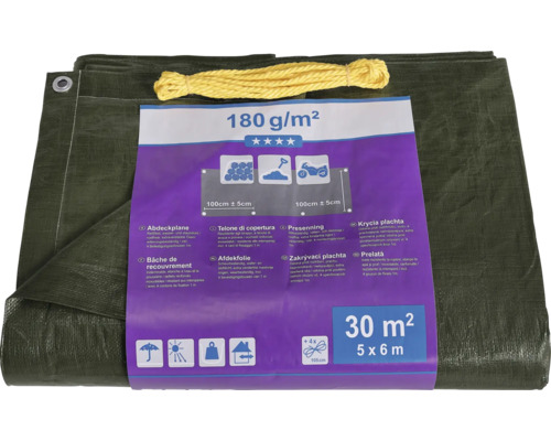 Geweven zeildoek, universeel zeildoek, 180 g/m², groen, 5 x 6 m
