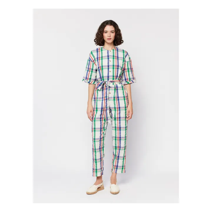 Bobo Choses Combinaison Boutonnés Carreaux Coton - Collection Femme  | Blanc