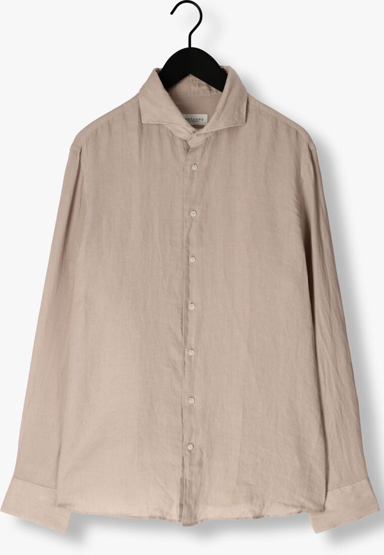 beige profuomo casual overhemd shirt x-cutaway sc linnen
