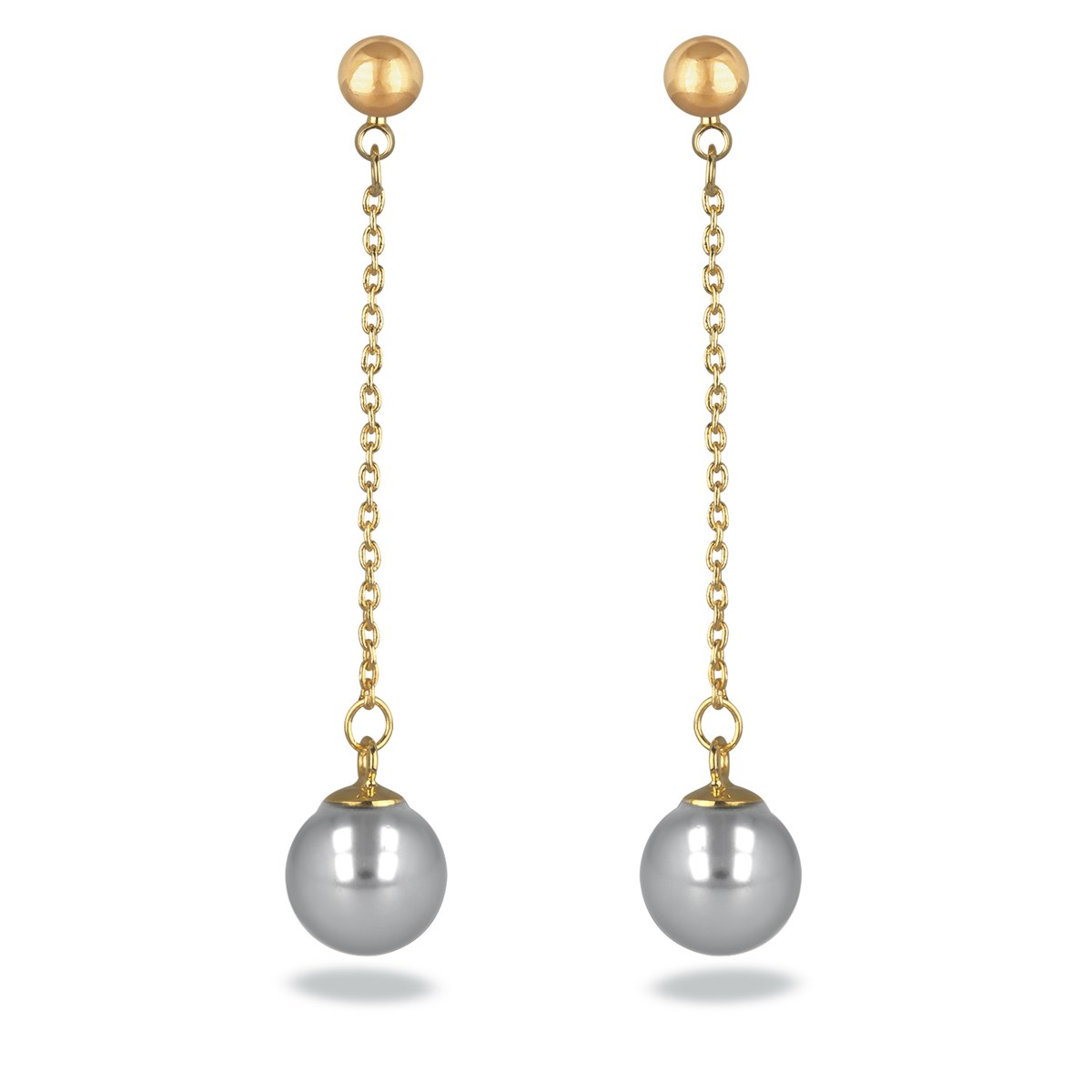 Boucles d'oreille plaqué or perle d'imitation grise