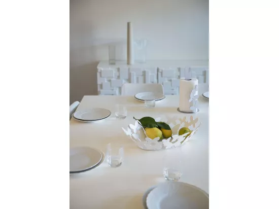 Porte-rouleau de table papillon blanc Fabriqué en Italie en acier, 3 rouleaux, style moderne pour salle de bain et cuisine