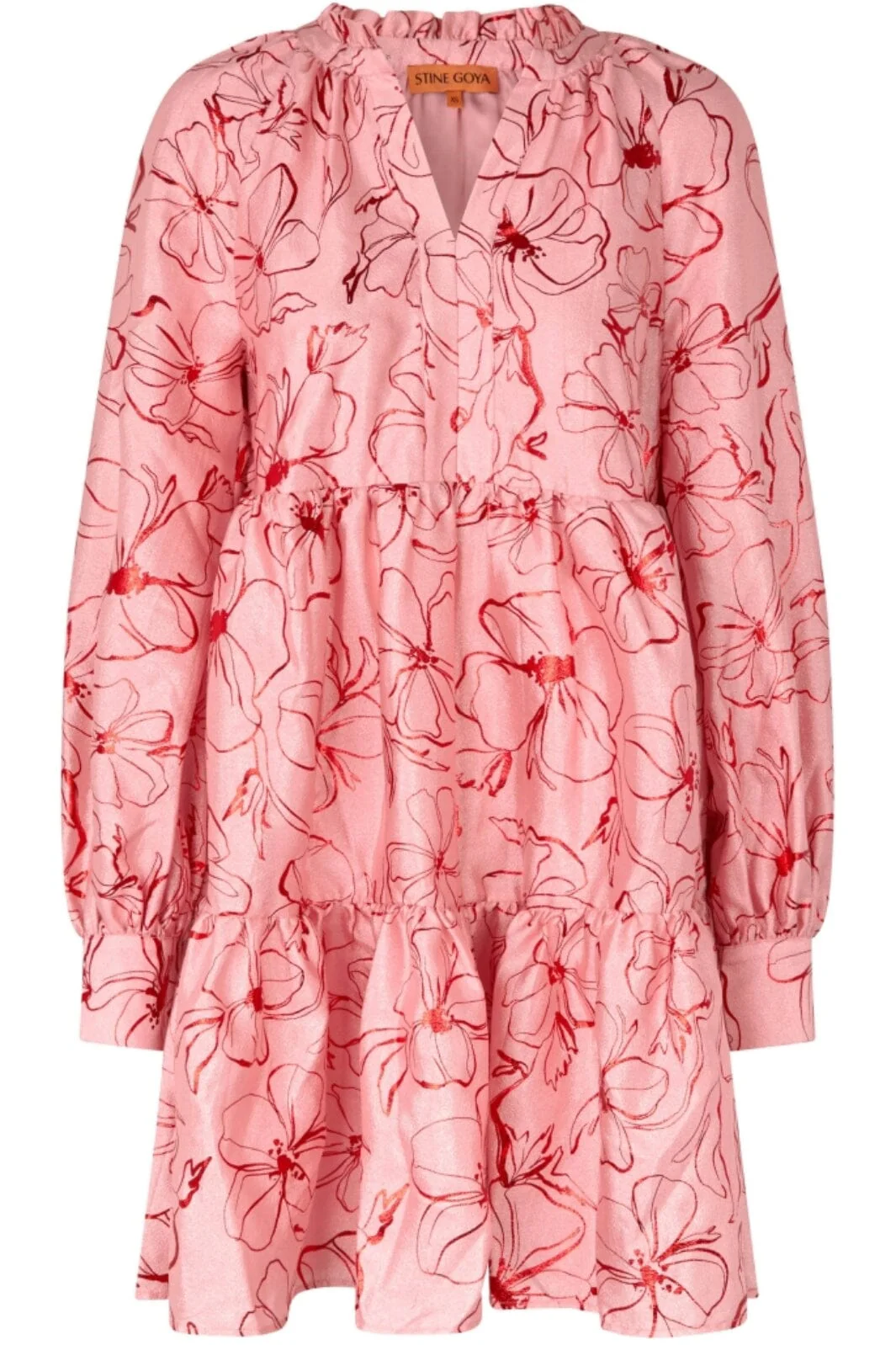 Stine Goya Tier Voluminous Mini Dress, 2067 Flat Textured Poly
