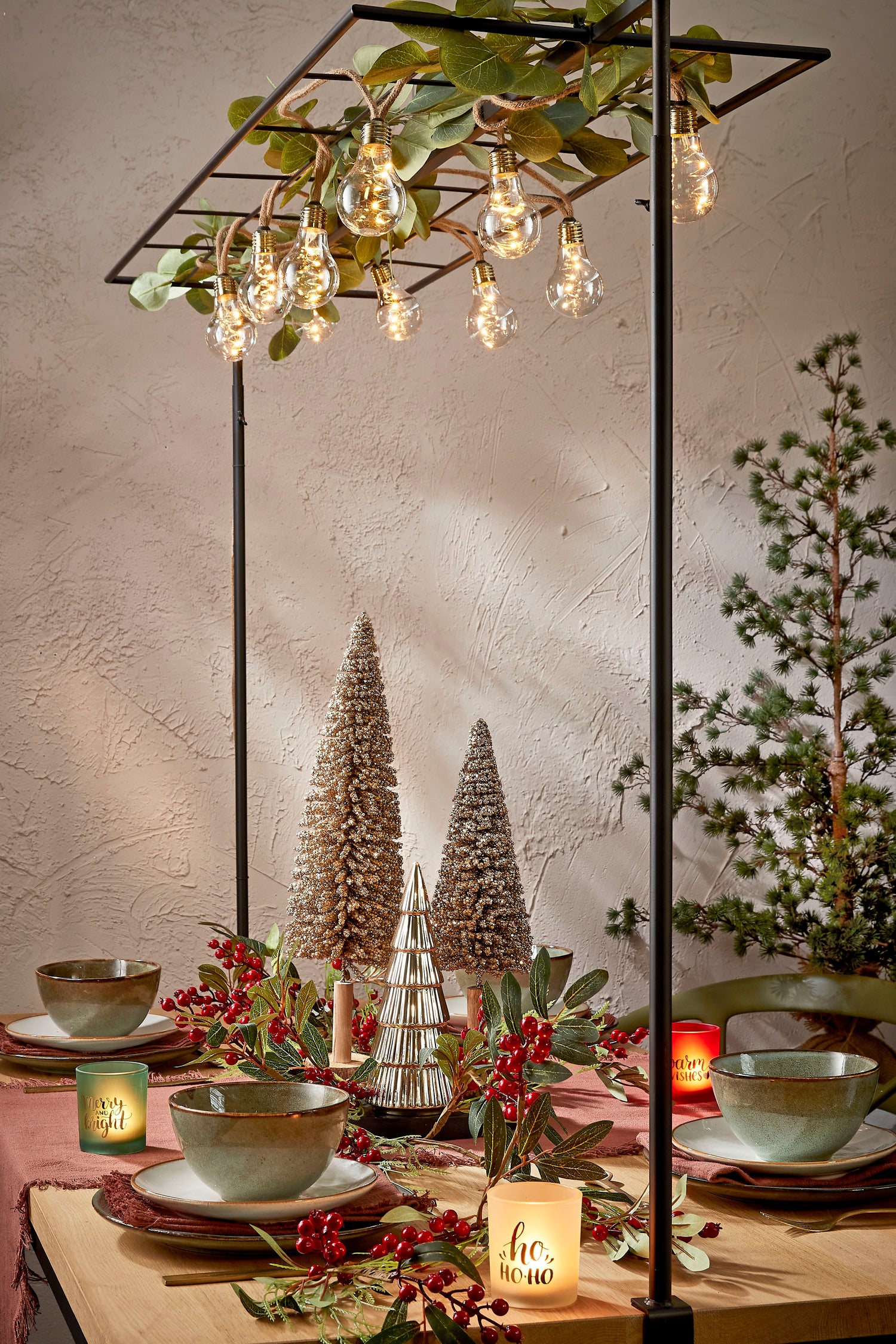 House of Seasons waxinelichthouder kerst D 7 H 8 cm 3 stuks