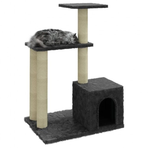 Arranhador para gatos Vidaxl com casinha, cinza escuro