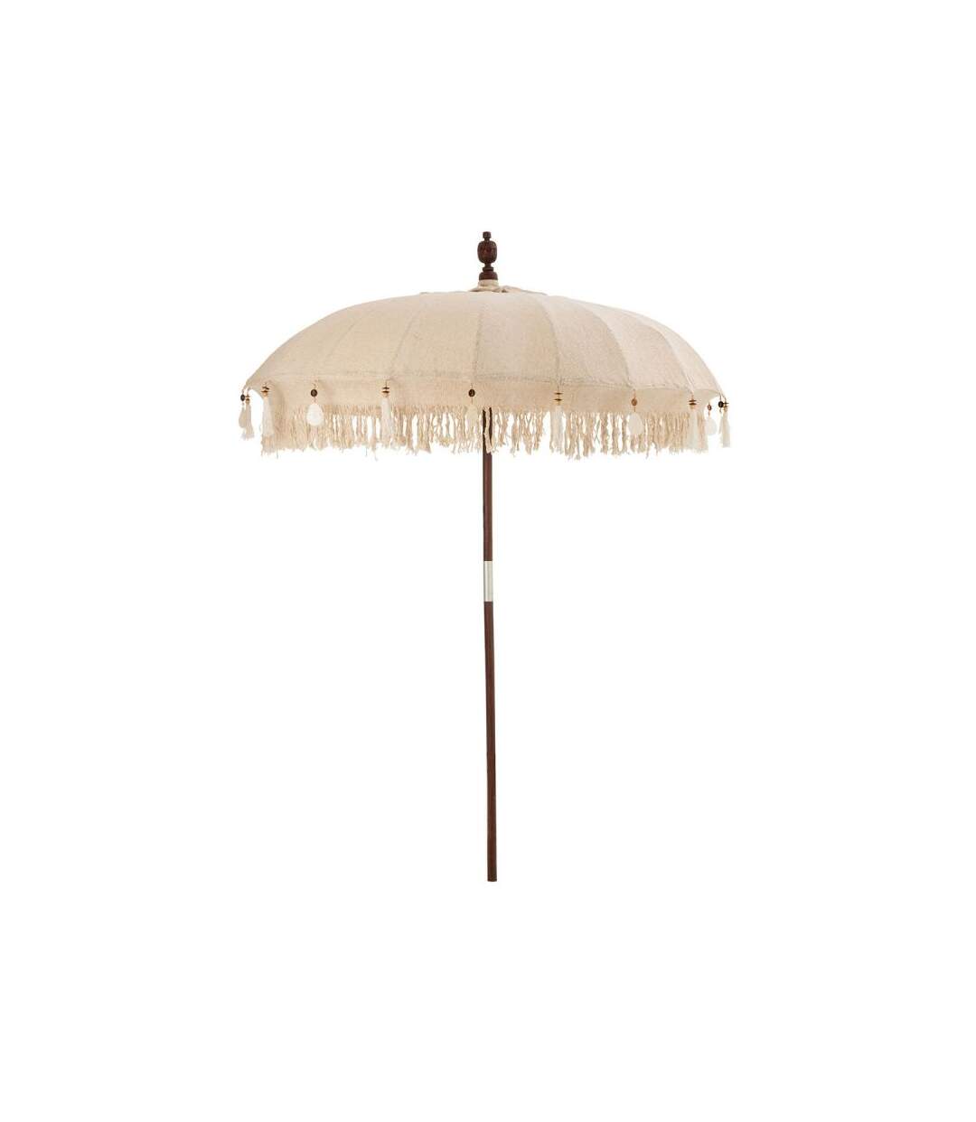 Paris Prix - Parasol Déco pompons & Coquillages 250cm Beige