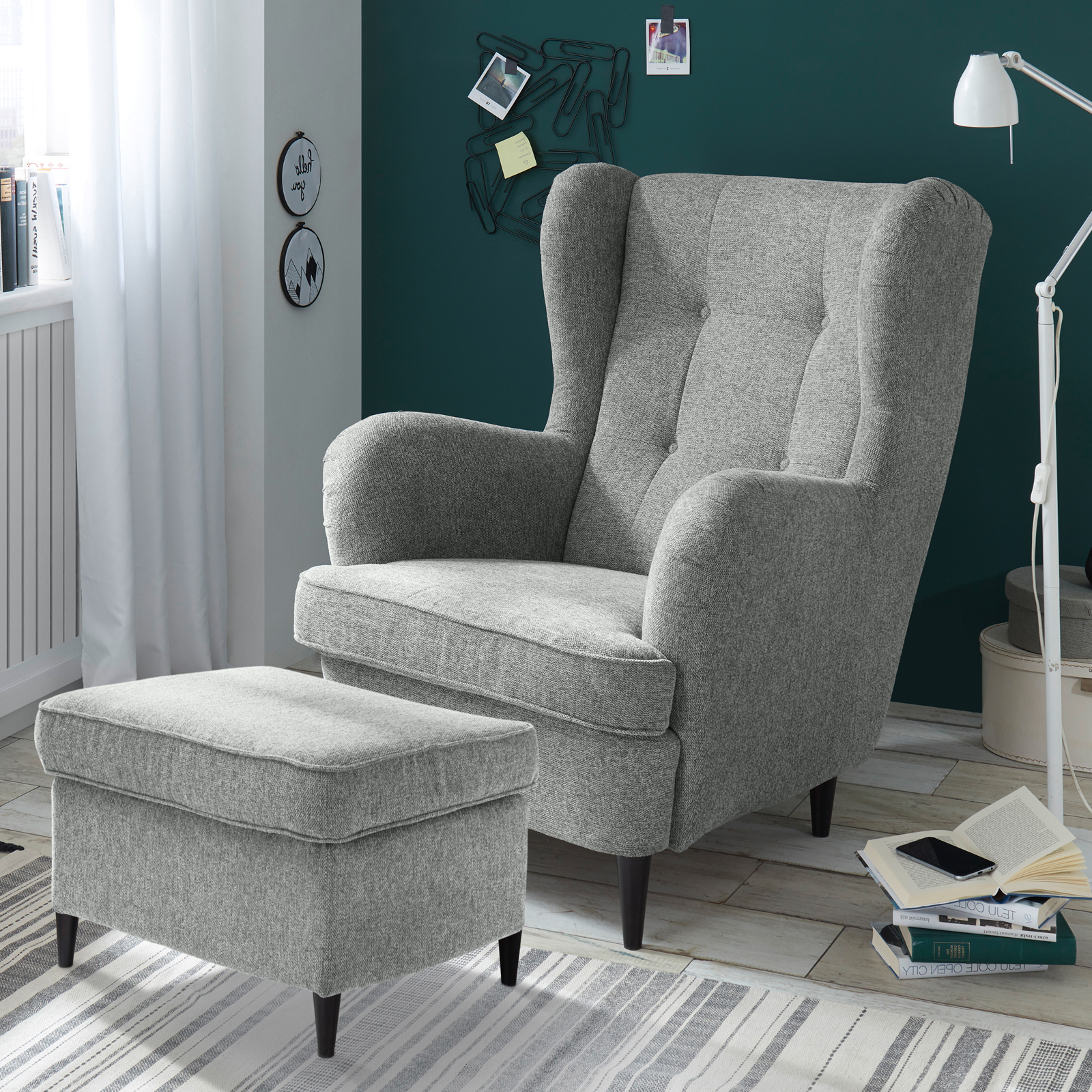 Ohrensessel - grau - 78 cm breit