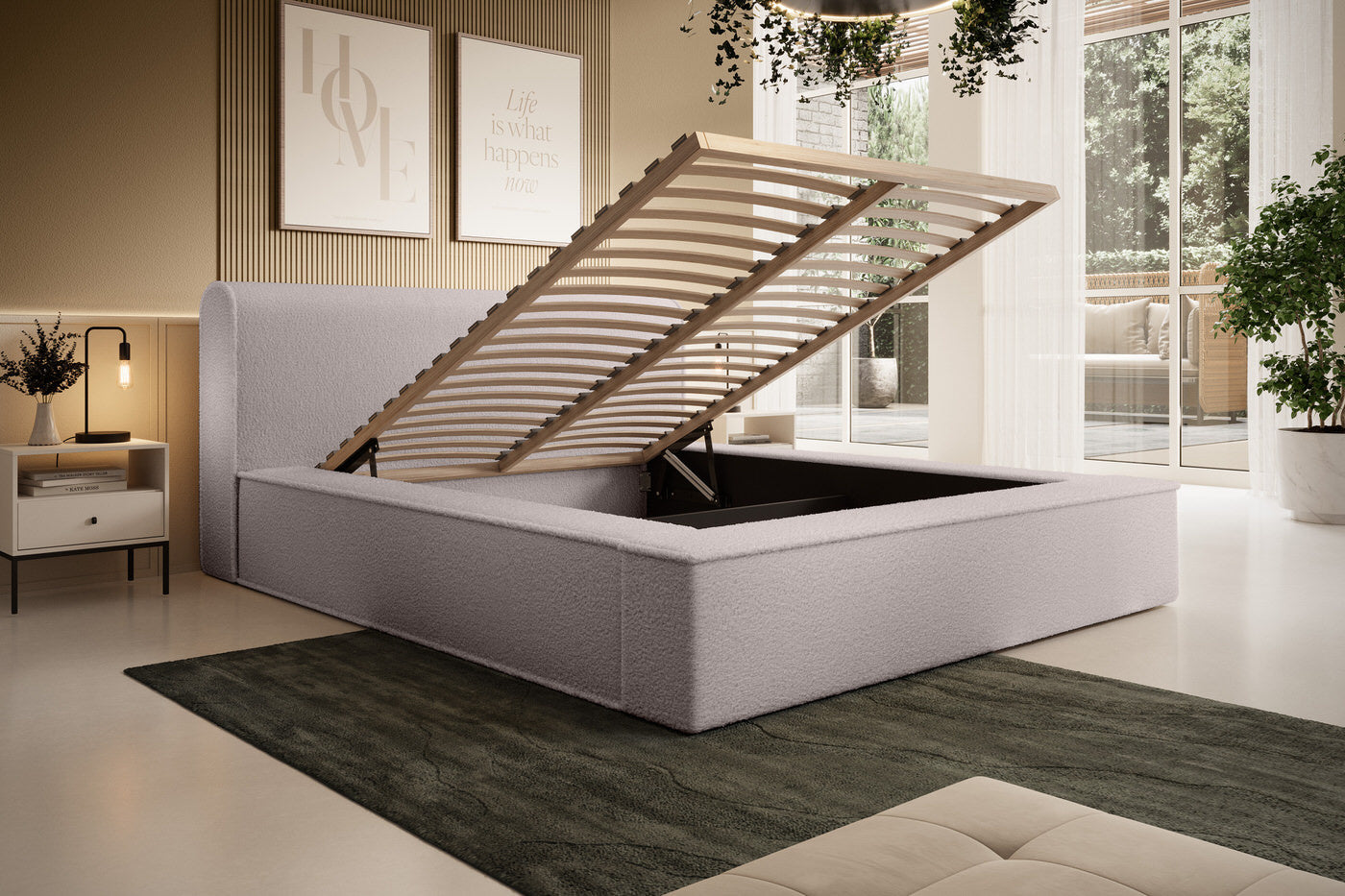 Trae Mobler Fatima 140 x 200 cm Gestoffeerd Bed Taupe