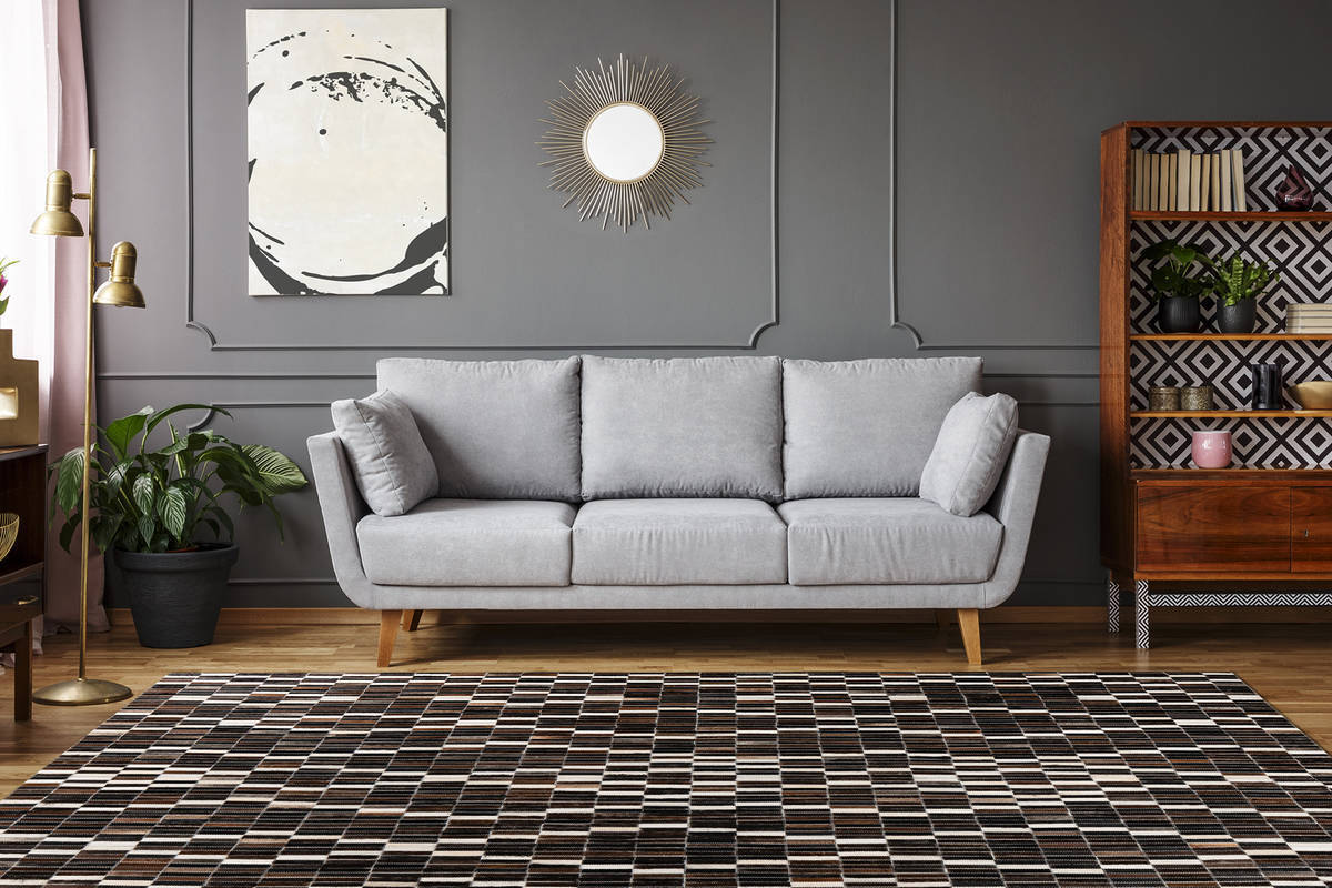 Lederteppich LAVIN 100 - schwarz-weiß - Patchwork - 80x150 cm