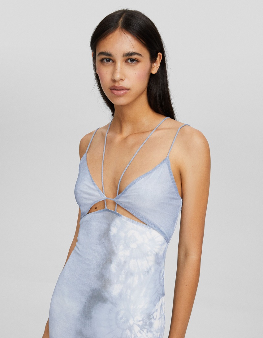 Vestido longo estampado com alças
