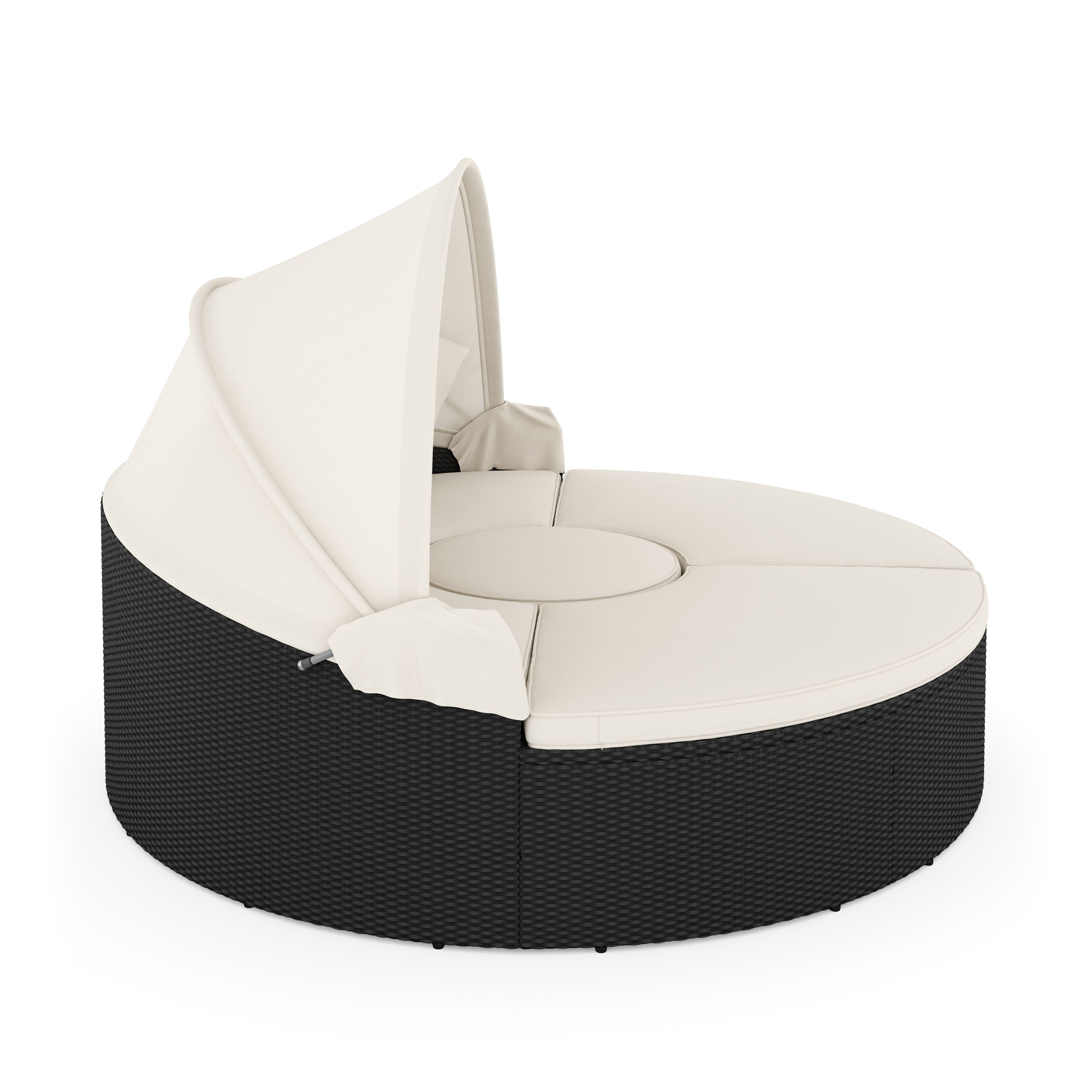 Rattan Sonneninsel CARPI schwarz/beige