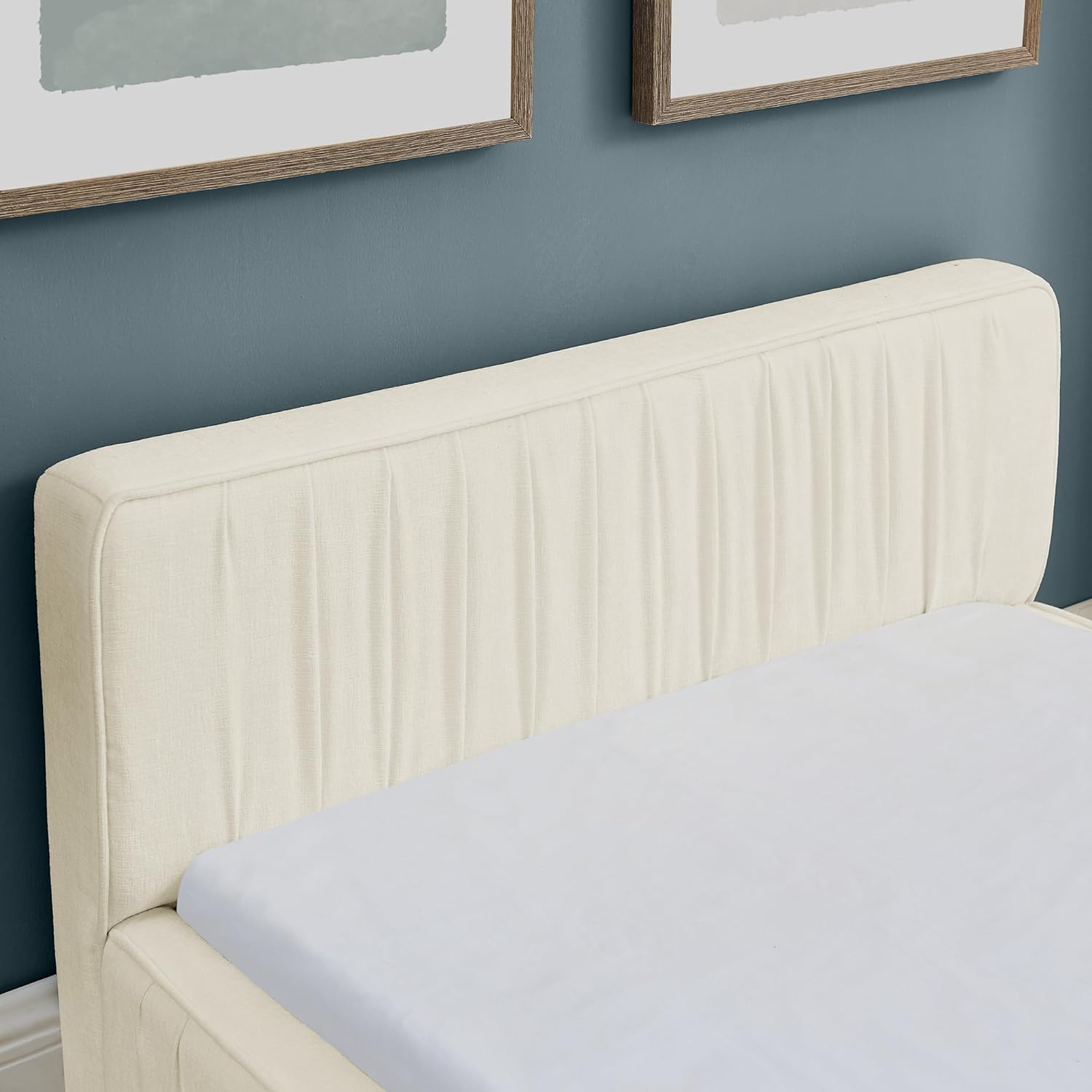 okwish Polsterbett 90x200 Jugendbett mit Bettgestell und Lattenrost - Für Kinder Jugendliche und Erwachsene geeignet - Maximale Tragkraft 200 kg, ohne Matratze, Chenille Beige