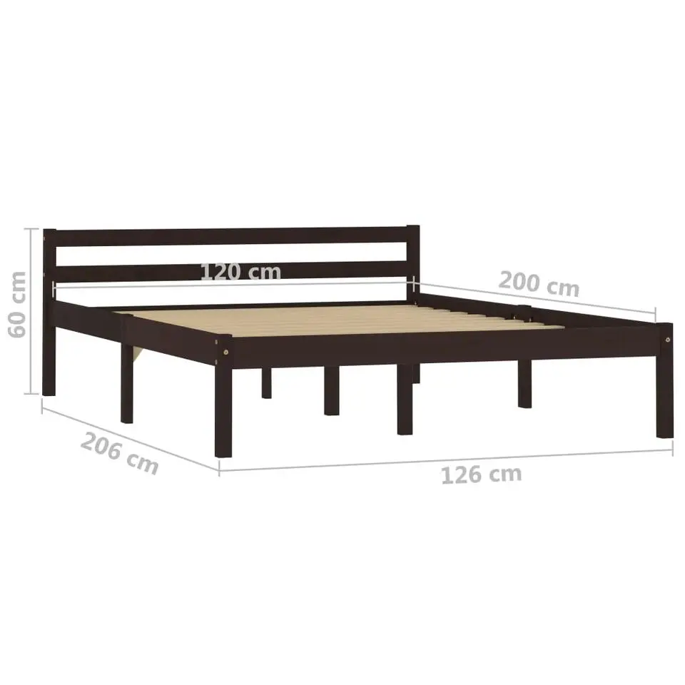 vidaXL - Bed frame met hoofdbord - Donkerbruin - Grenenhout - 120x200 cm