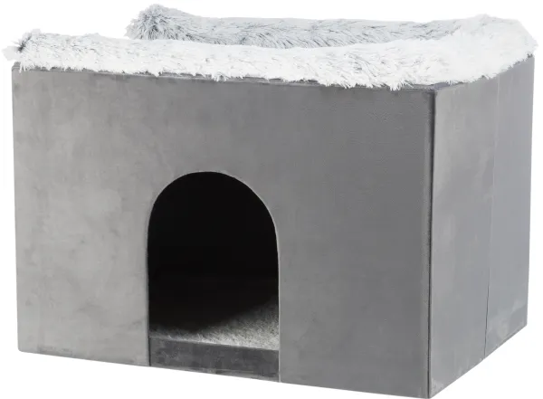Trixie Harvey cave with steps, 119 × 47 × 50 cm, grey/white-black