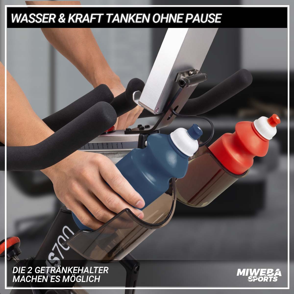 Miweba Sports Pro-Speedbike MS700, 20 kg Schwungrad, Flaschenhalter, SPD-Klickpedale, App kompatibel