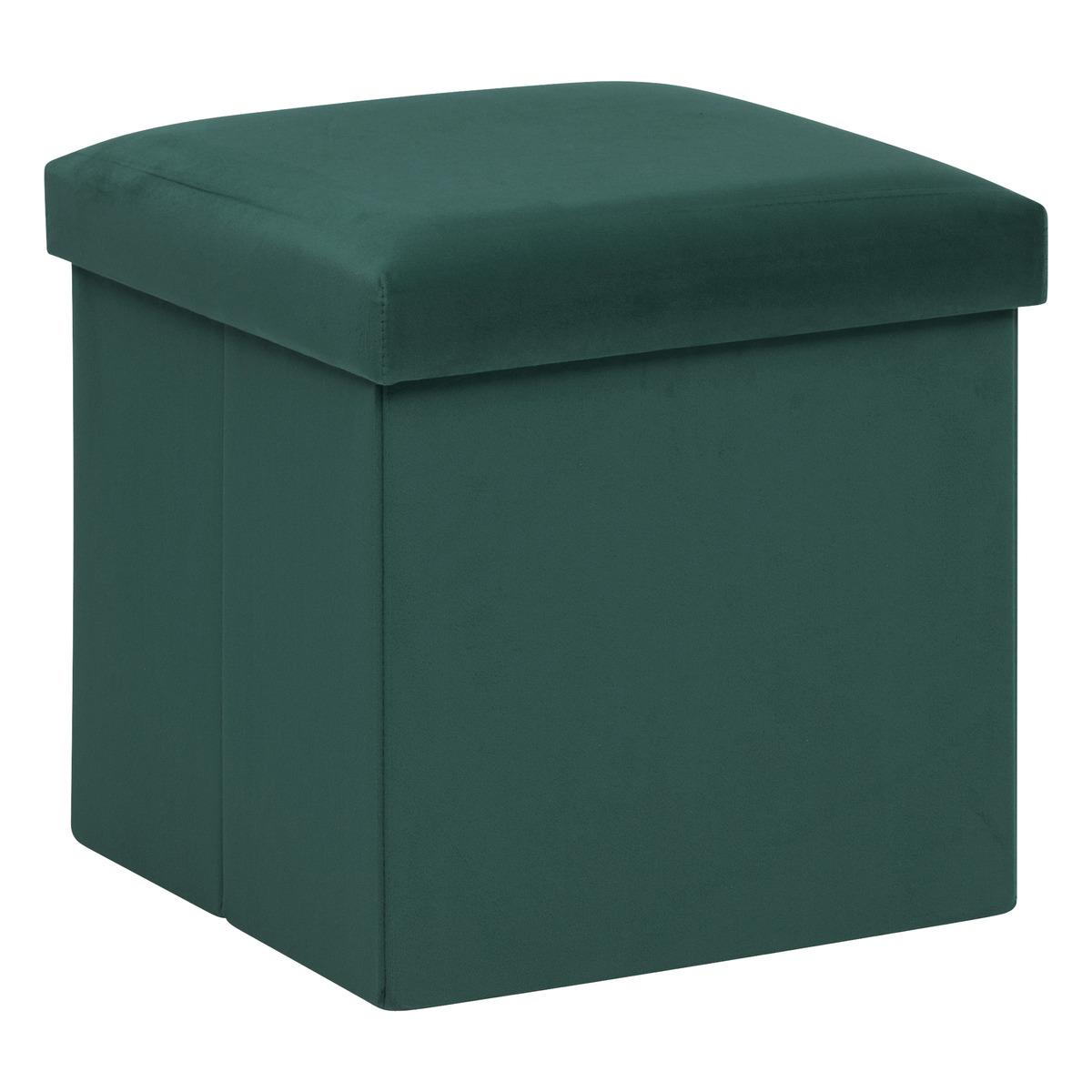 POUF PLIANT TESS VELOURS VERT CEDRE