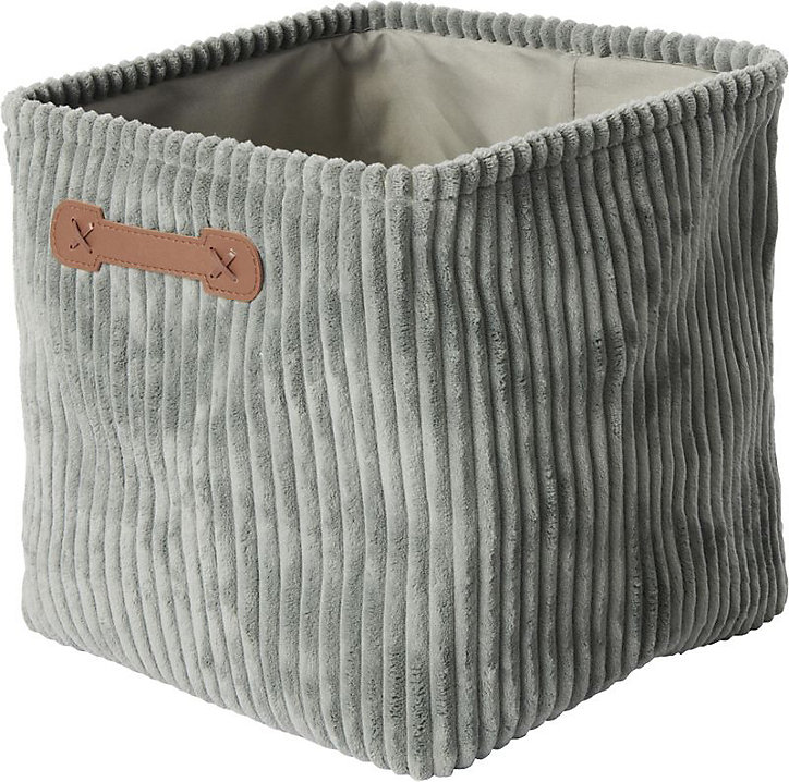 Panier de rangement carré effet velours gris