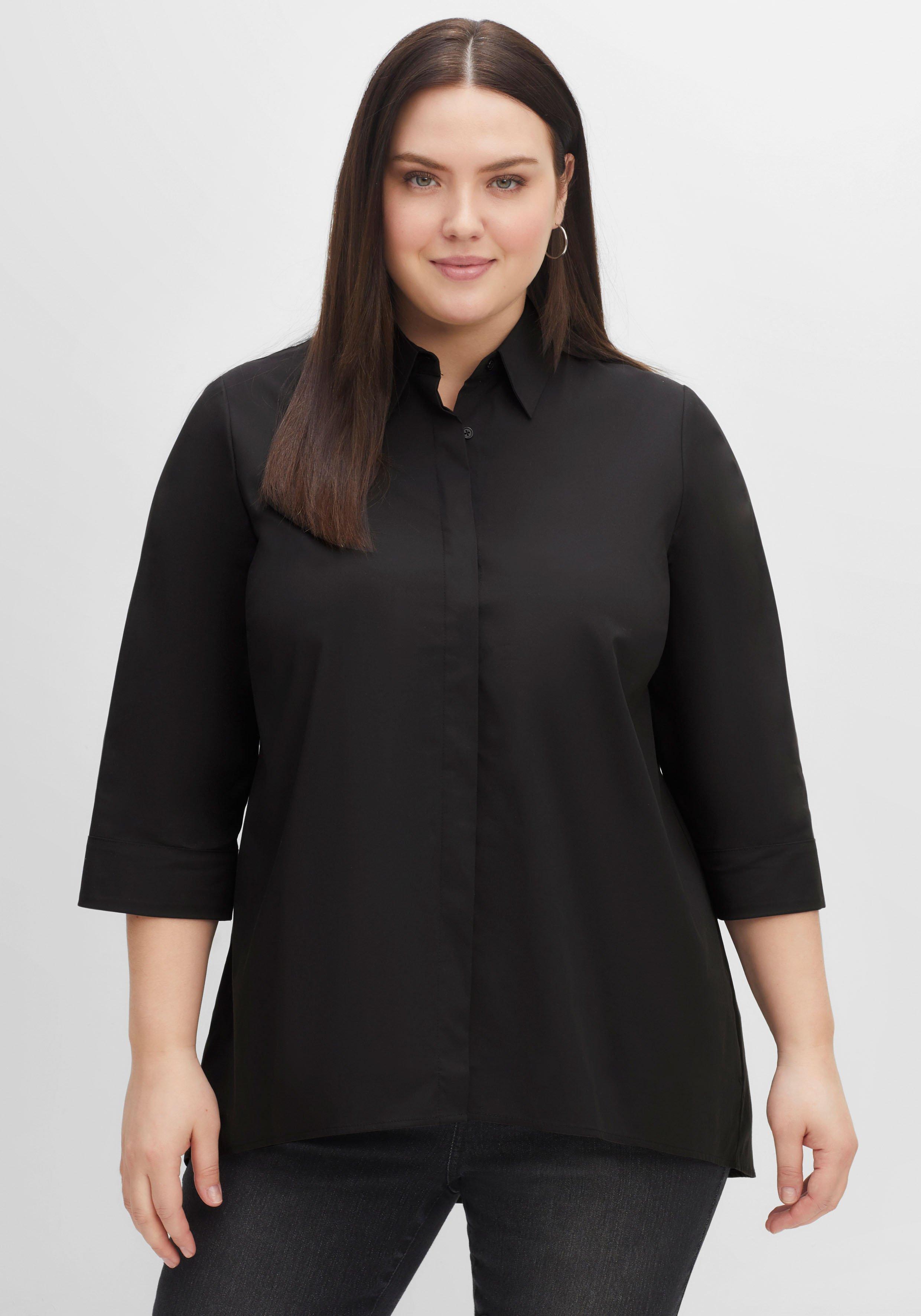 Longbluse mit 3/4-Arm und längerer Rückenpartie