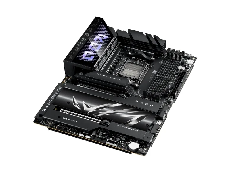 ASUS ROG CROSSHAIR X870E HERO - Bundkort - ATX - Socket AM5 - AMD X870E Chipset - USB4, USB-C 3.2 Gen2, USB 3.2 Gen 2 - Wi-Fi 7, 2.5 Gigabit LAN, 5 Gigabit Ethernet, Bluetooth - onboard grafik (CPU påkrævet) - HD Audio (8-kanaler)