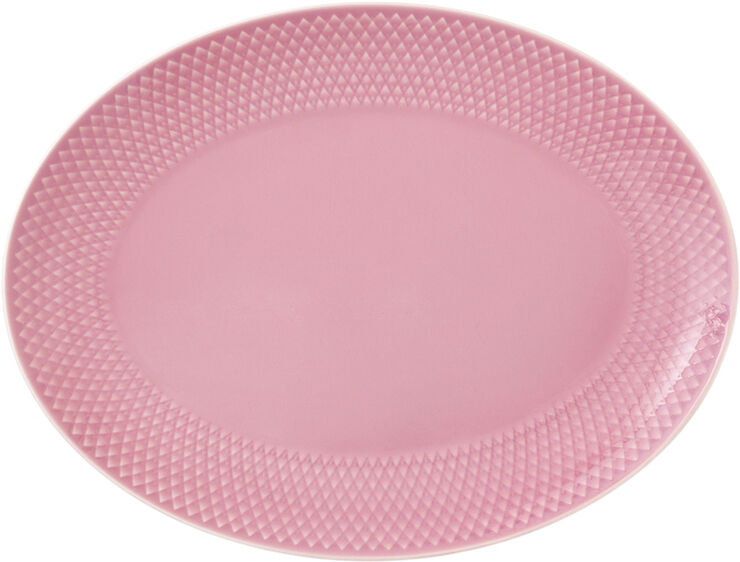 Lyngby Porcelæn Rhombe Color Ovalt serveringsfad 28.5x21. 5 rosa Lyserød