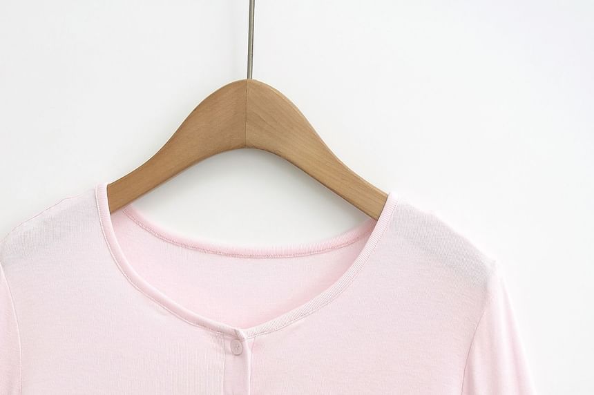 Asiris - Effen Henley T-shirt met lange mouwen