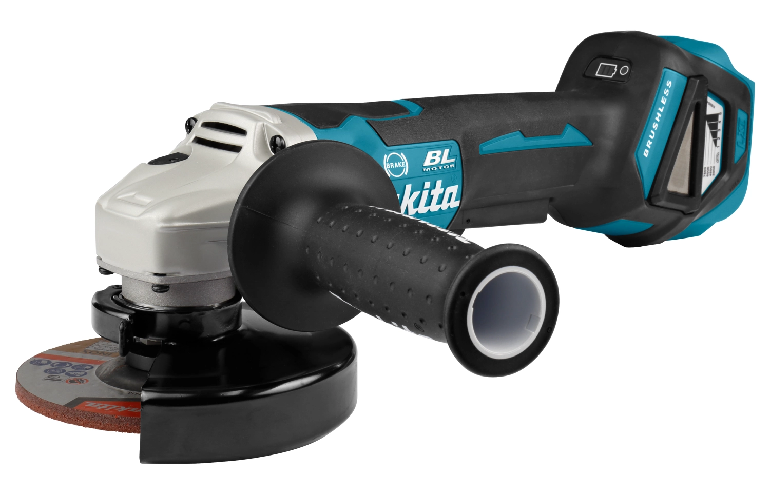 Makita DGA518RTJU 18V Li-Ion Accu AWS haakse slijper set (2x 5.0Ah accu) in Mbox - 125mm - koolborstelloos