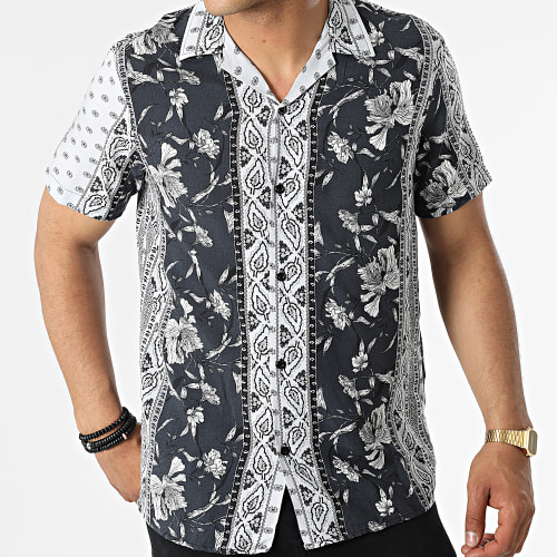 Chemise A Manches Courtes CH-5196 Gris Clair Gris Anthracite Floral