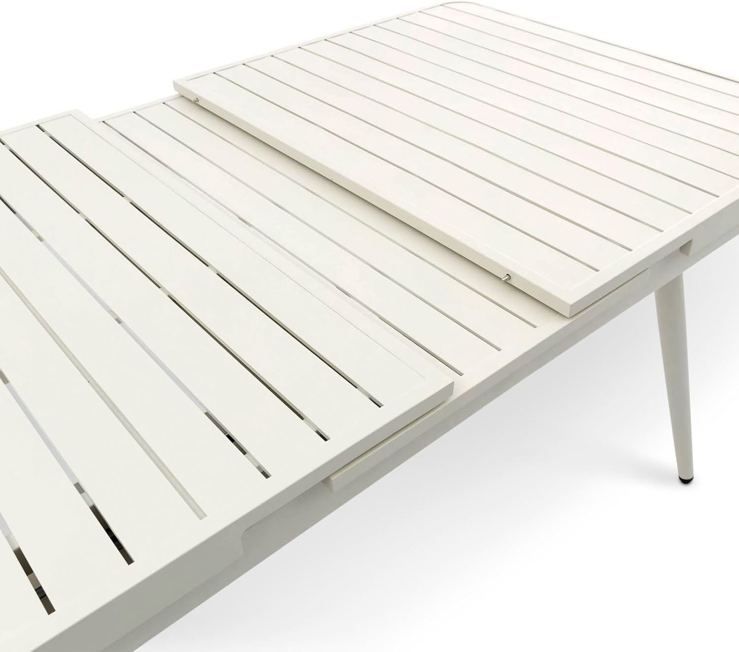 IDIMEX Gartenmöbel Set Sunny mit ausziehbarem Esstisch und 8 Stühlen, Esstisch Gestell aus Alu in weiß, Seilbespannung der Stühle in beige, Essgruppe inkl. Sitzkissen, Terassenmöbel