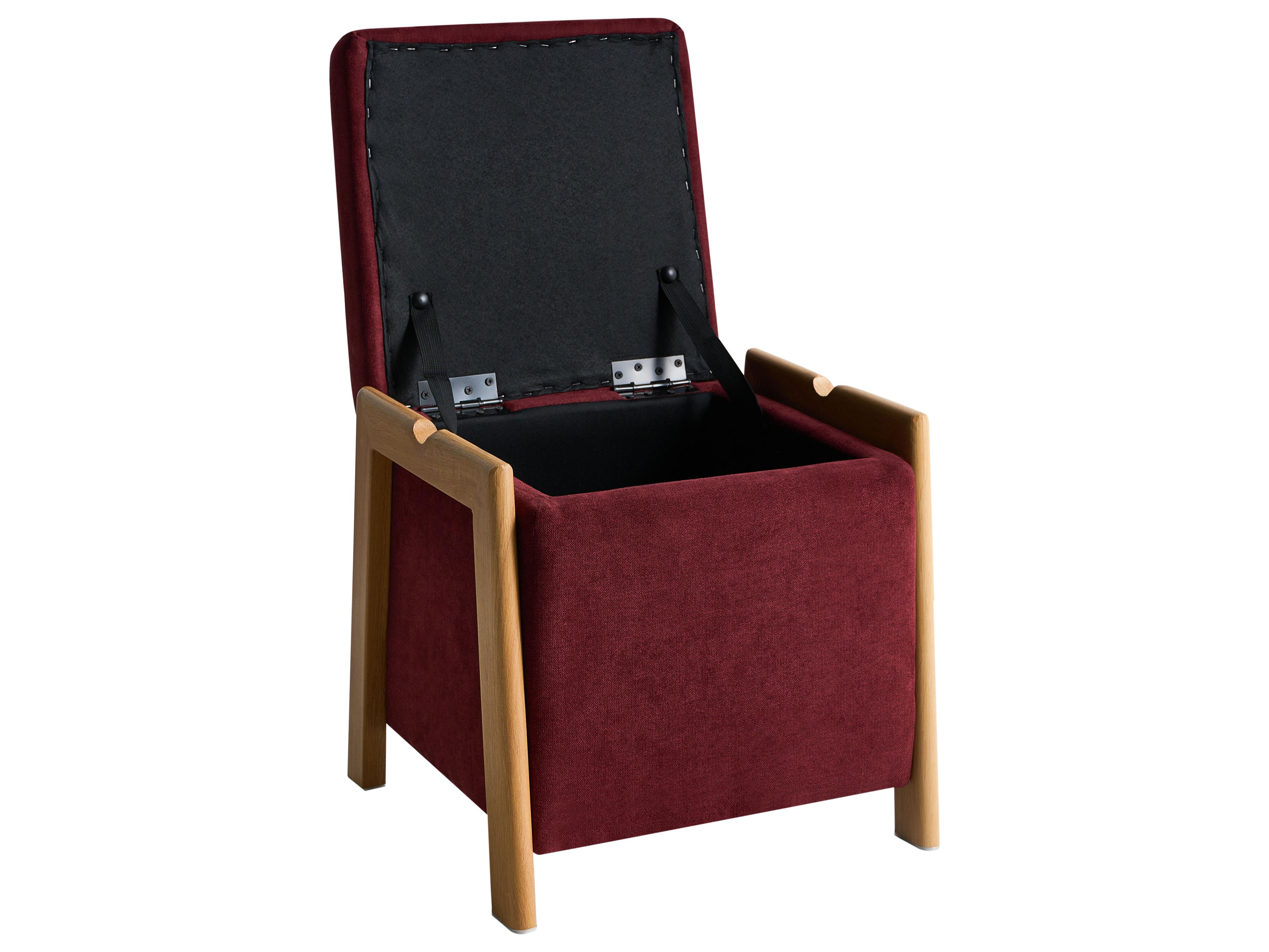 Poef met opbergruimte EDLAND Stof 45 cm 43 cm Bordeauxrood