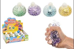BALLE ANTI STRESS FILET PAILETTES LED DIAM7CM