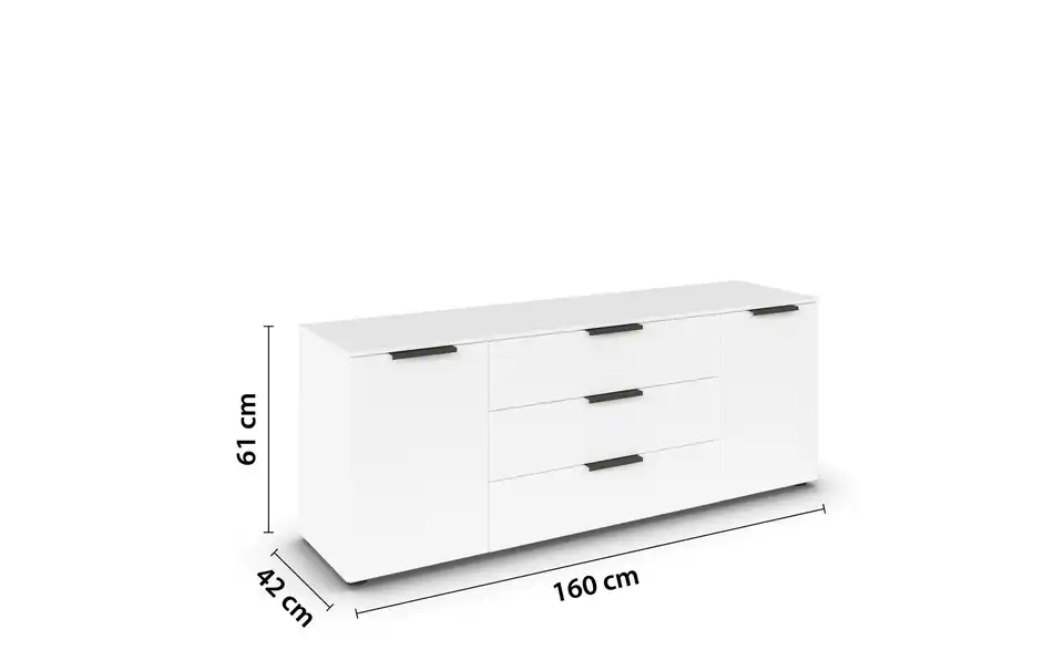 Sideboard Weiß Weiß Front: Dekor, Oberboden: Dekor Graphit