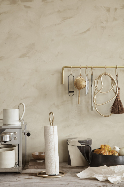 Ferm Living Curvature keukenrolhouder zwart/messing