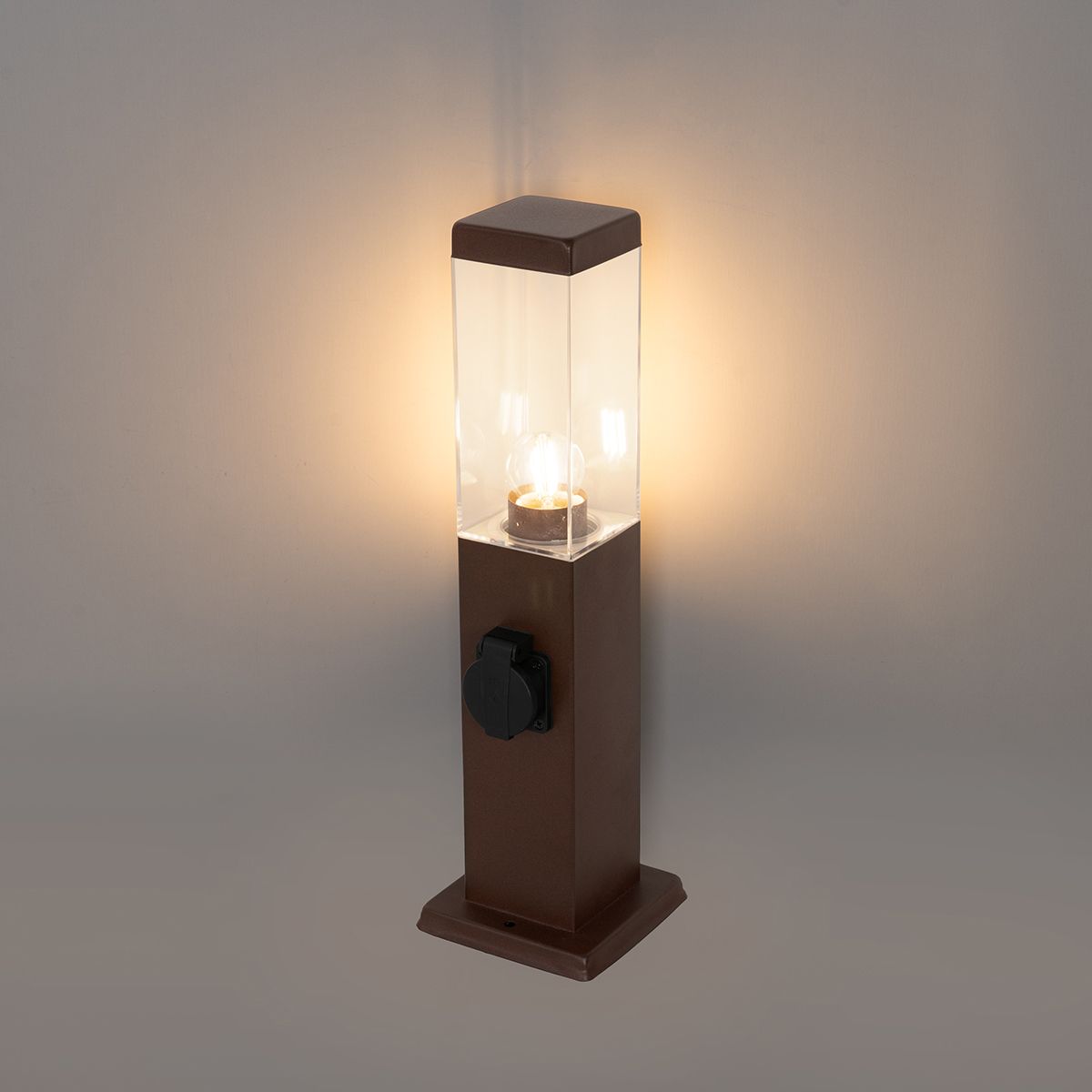 Buitenlamp roestbruin 45 cm met stopcontact IP44 - Malios