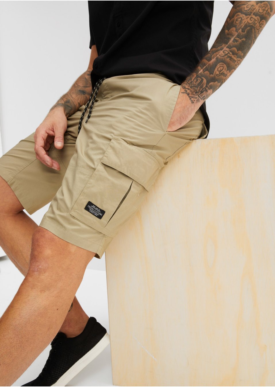 Bermuda cargo confort pour le ventre avec taille extensible, Regular Fit