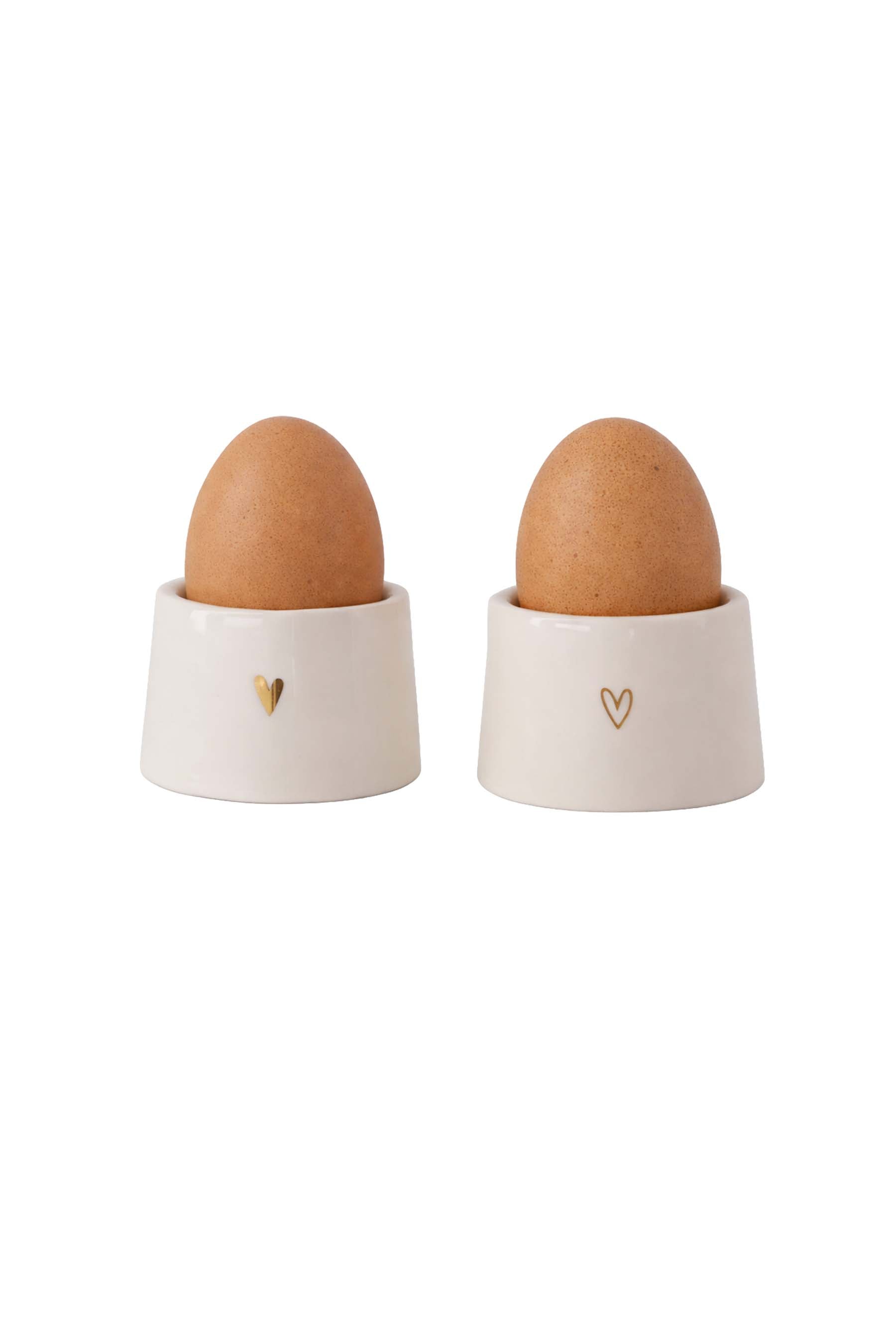 set van 2 eierdopjes keramiek hartje