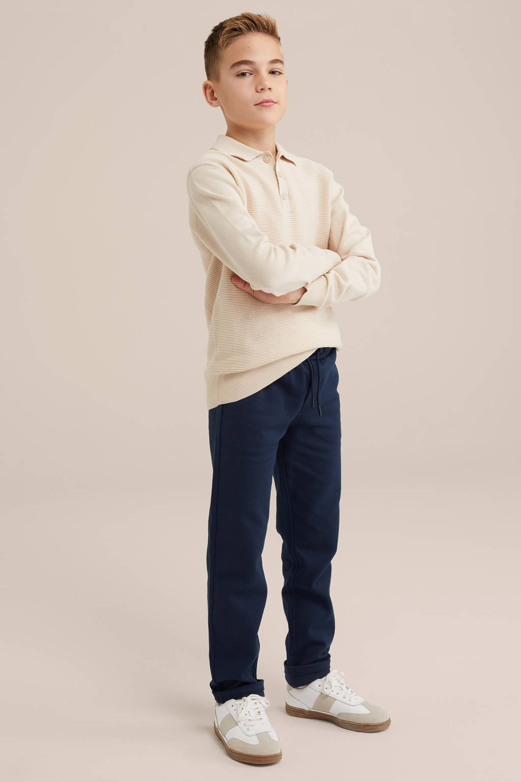 WE Fashion casual broek donkerblauw