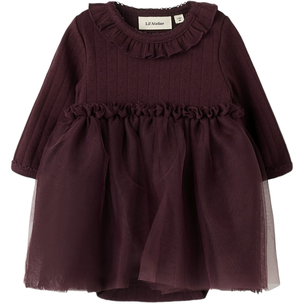 Køb Lil'Atelier Catawba Grape Nbfsolange Ls Tyl Body Kjole Lil