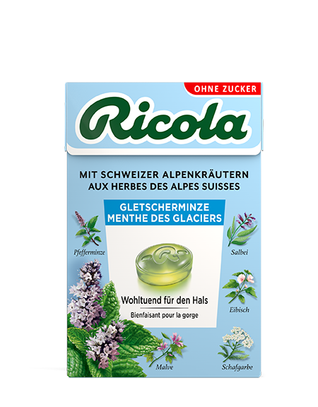 Ricola Kräuterbonbons<br>50 g, Box, Pastillen, Gletscherminze ohne Zucker mit Stevia