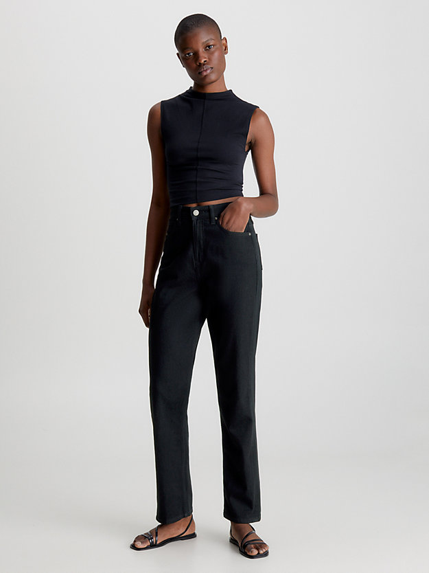 Calça jeans reta de cintura alta