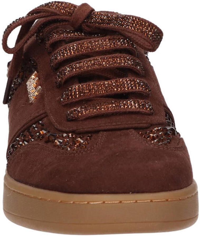 La Strada Sneaker Met Steentjes Bruin Textiel Damesschoenen