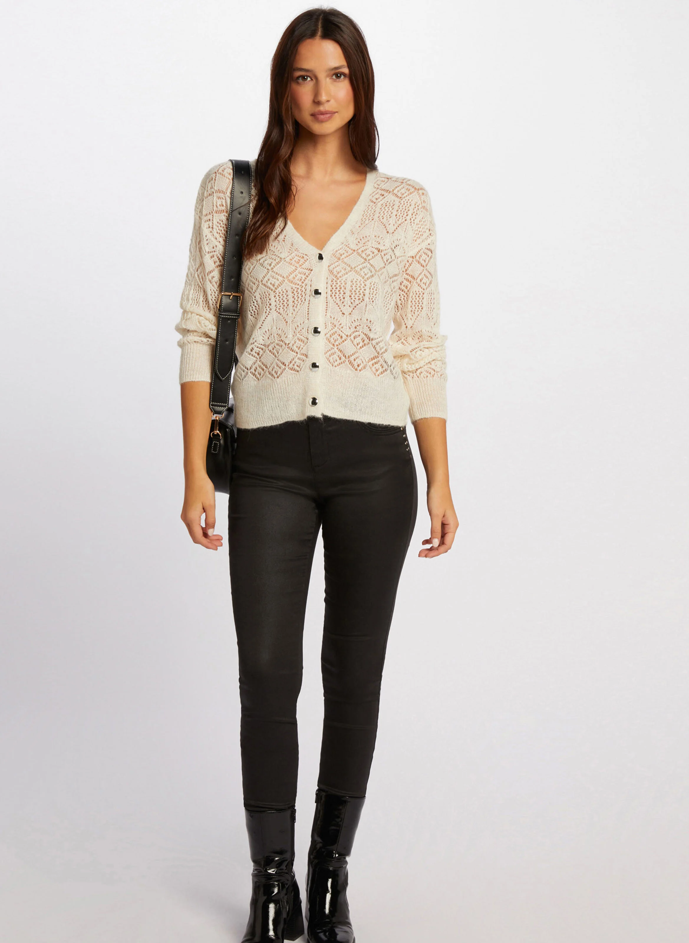 PFRASHI - Pantalon skinny enduit en coton mélangé | Noir