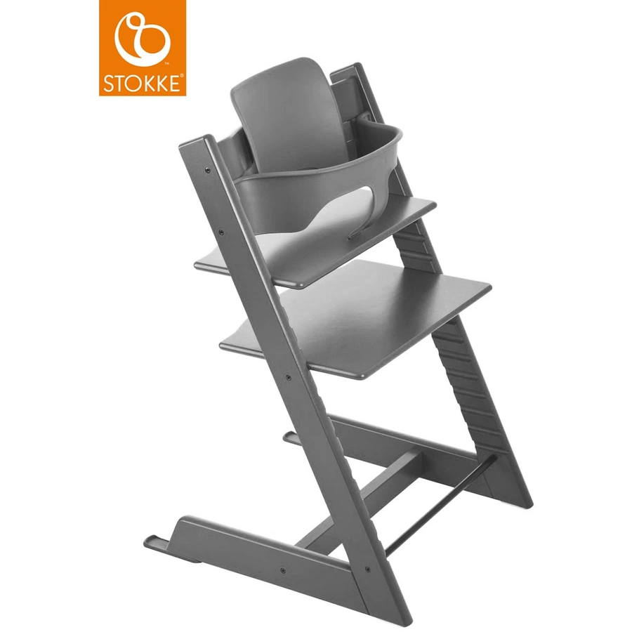 STOKKE® Tripp Trapp® Hochstuhl Buche Storm Grey + gratis Baby Set Storm Grey