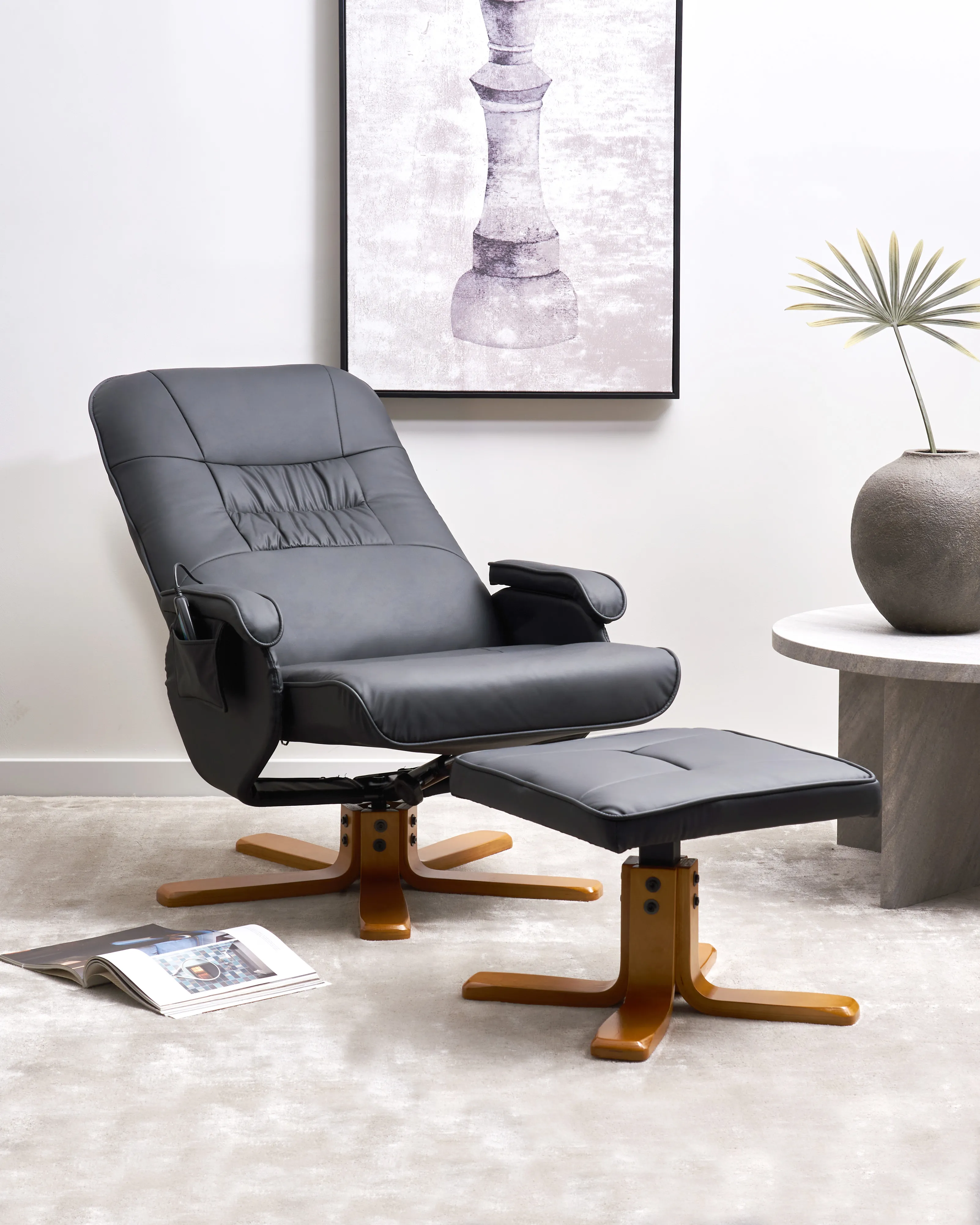 Massagestoel RELAXPRO met voetenbank Kunstleer Zwart