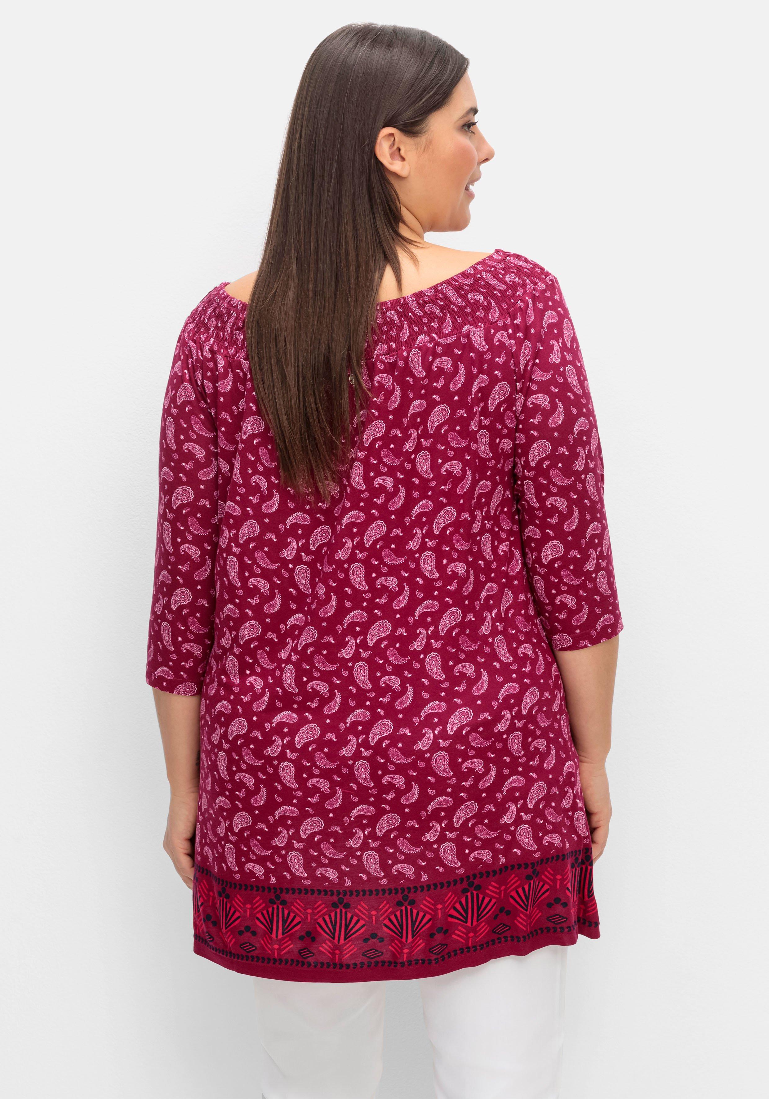 Carmenshirt mit Paisleymuster und 3/4-Arm