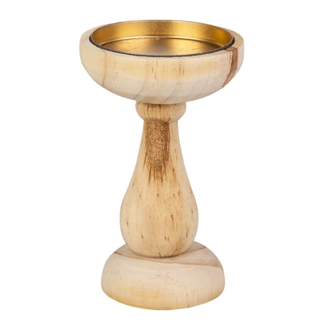 Kerzenständer Säule - für Stumpenkerzen - braun/gold - ca. 8 x 13 cm