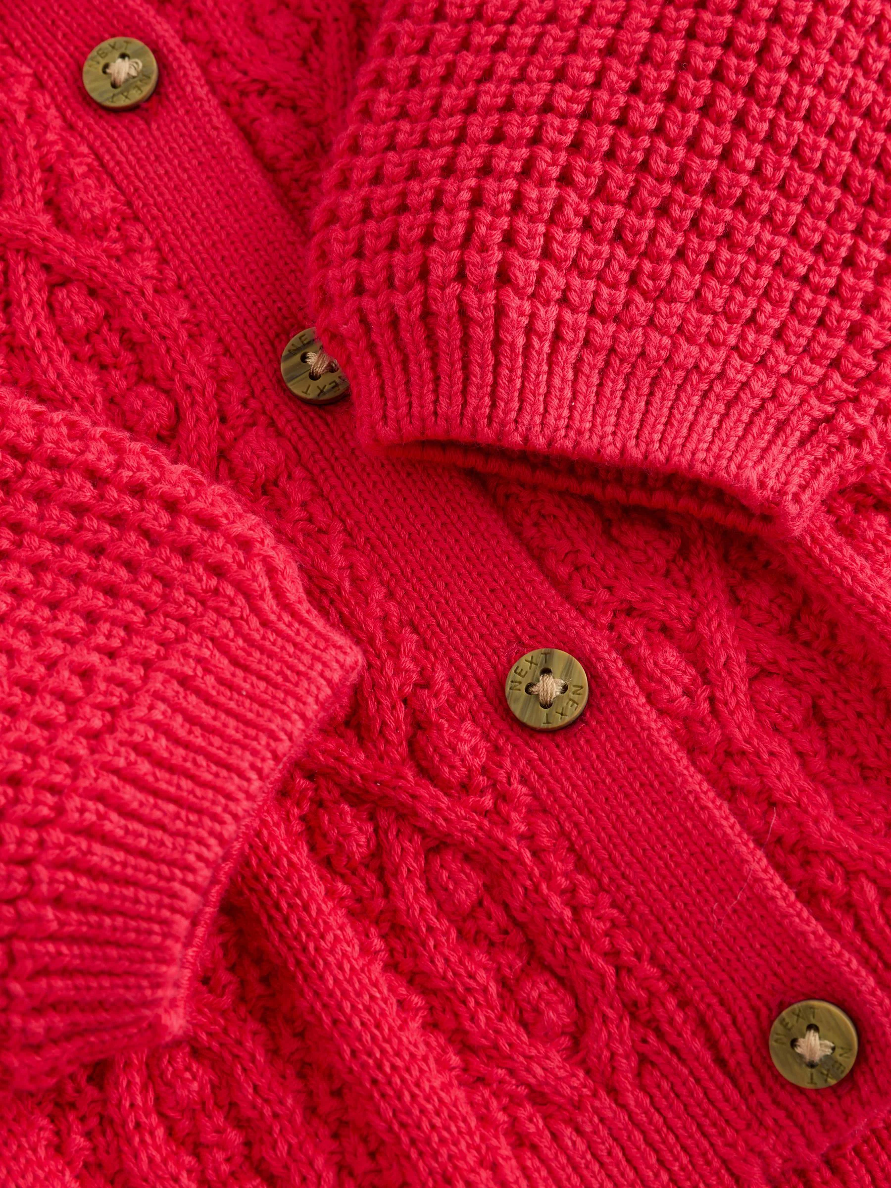 Rood - Gebreid Baby vest met rucheskraag (0mnd-2jr) (0mnd-2jr)