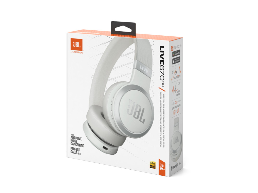 AUSCULTADORES SEM FIO JBL LIVE670 NC BRANCO (NOISE CANCELLING)