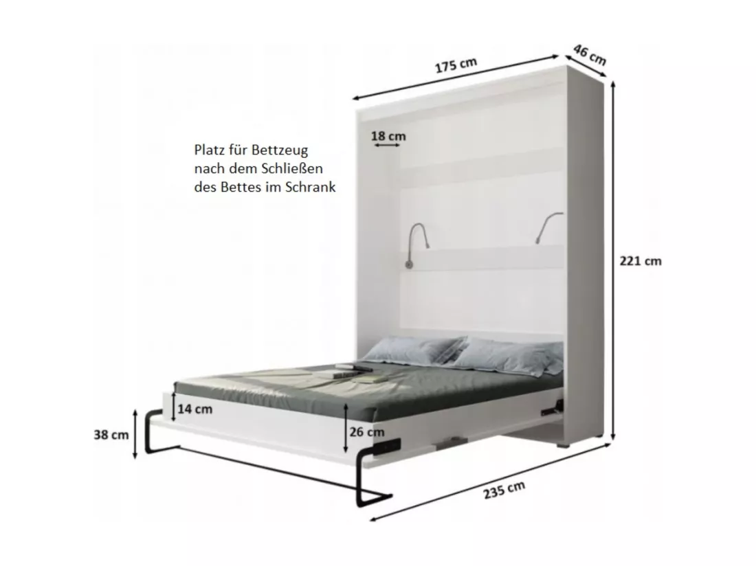 Lit escamotable home verticale 160x200 (blanc+noir)