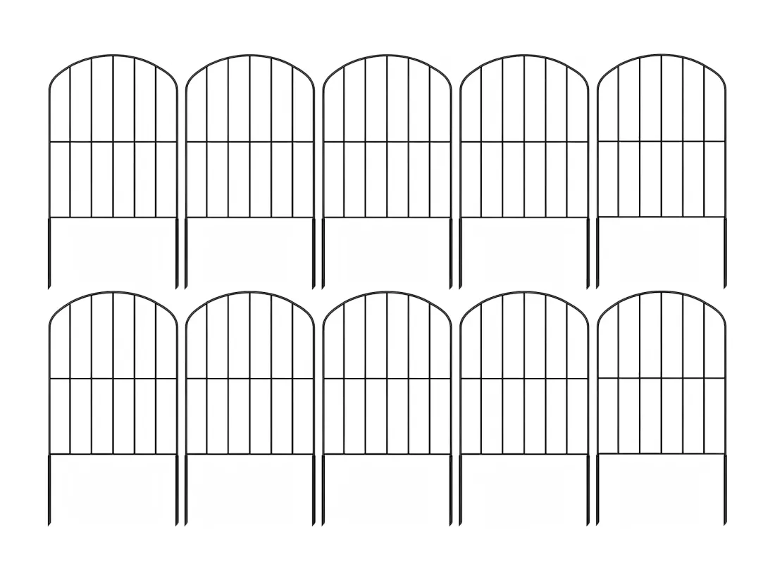 Lot de 10 Clôture de jardin - Clôture décorative en métal - décoration de cour antirouille - barrière pour animaux - Clôture à planter