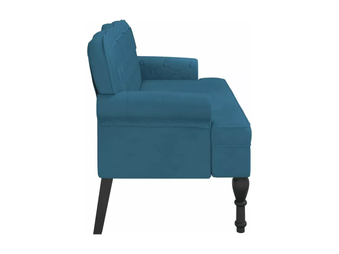 Banc avec dossier bleu 119,5x64,5x75 cm velours