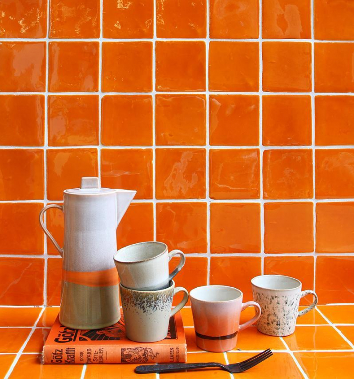 HKliving 70's Ceramic americano mok set van 4 pegasus